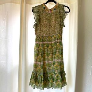 Green floral dress with beading details